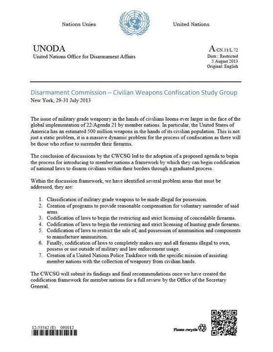 The UN and its cohorts have accomplished steps 1-5 (see below). They are now working on steps 6 and 7 which would constitute complete disarmament of the American people.
