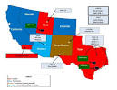 Jade Helm 15 Color Coded Legend Red Denotes a "hostile state" Brown is uncertain, leaning towards hostile. Dark Blue is "Permissive" meaning supportive of the government. Light Blue is "Uncertain, leaning friendly". .   