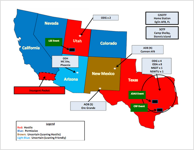 The initial Jade Helm map is match for both water shortage map and the Atzlan map designed to sever the union of seven Southwestern states to the United States. 