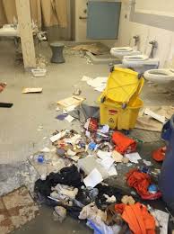 Like Walmart, perhaps prison authorities must close the prison for 6 months to repair the plumbing.  Again, this is vandalism, the structural integrity of prison is intact. 