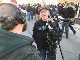 Bill Ayers posing for the establishment media while inciting violence in Chicago at a Trump political rally. 