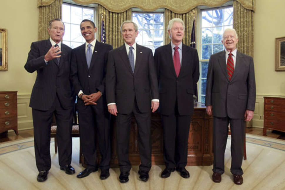 Notice how Jimmy Carter separates himself away the other ex-Presidents. 